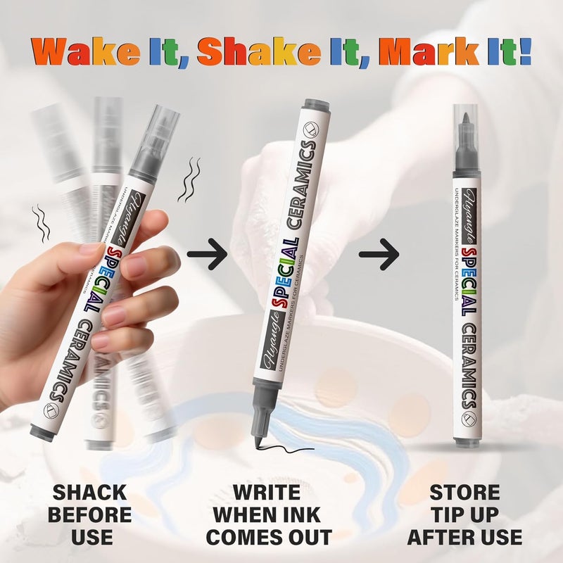 EliteSign Underglaze Pen for Ceramics, Underglaze Marker for Pottery Glaze, Pottery Pen, Porcelain, and DIY Ceramic Decorating - White（Classic Hard Tip-1PK） - Image 2
